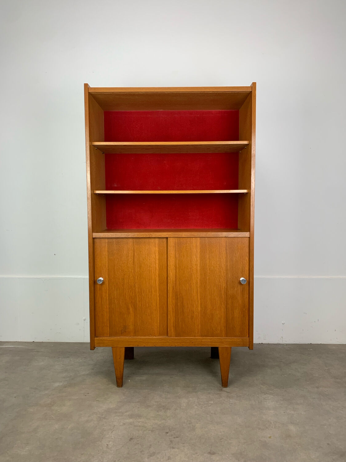 1950s vintage oak bookshelf.