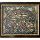 Peinture encadrée à la craie et acrylique, Inconnu, Sans titre, 1968