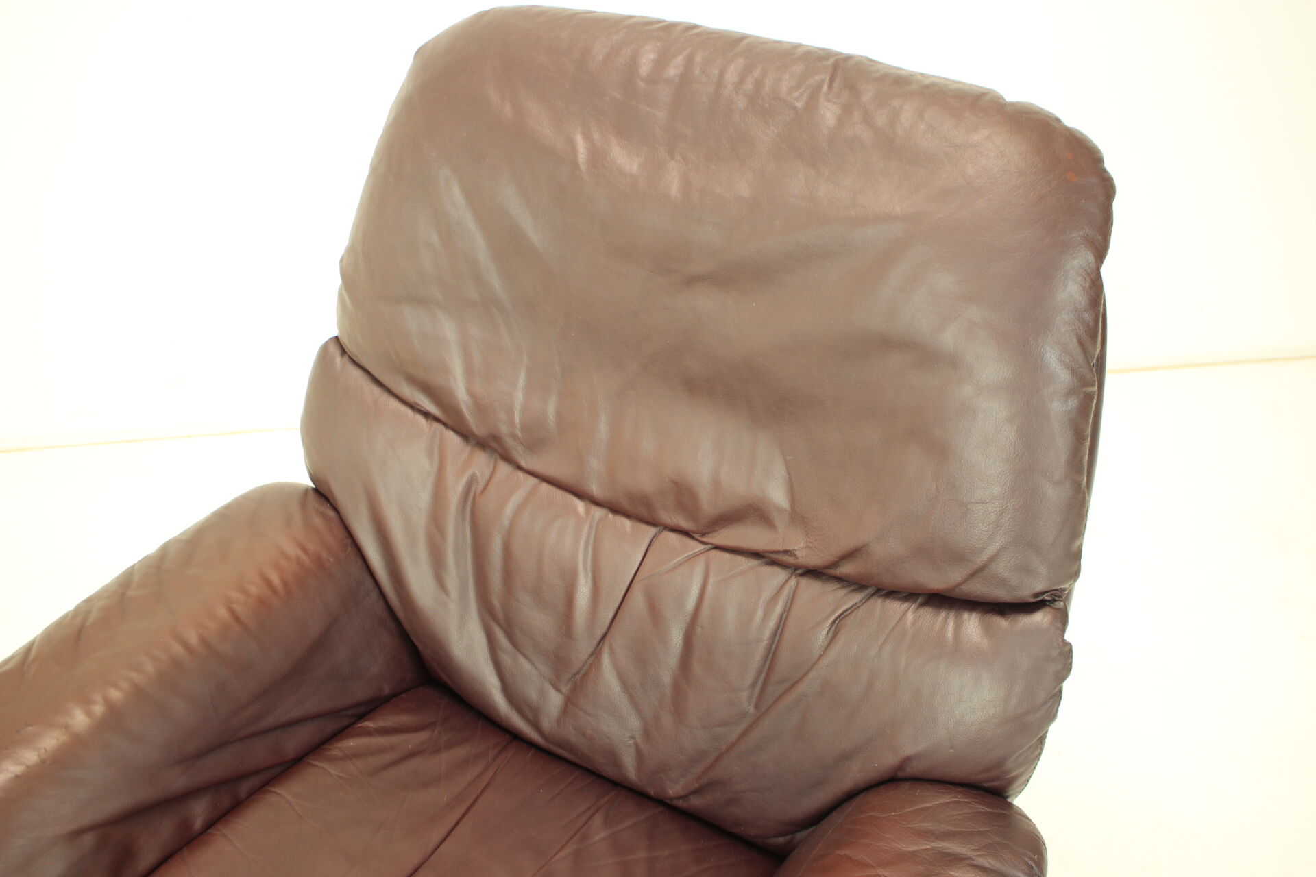 Large scandinavian adjustable leather armchair by peem, 1970s, finland