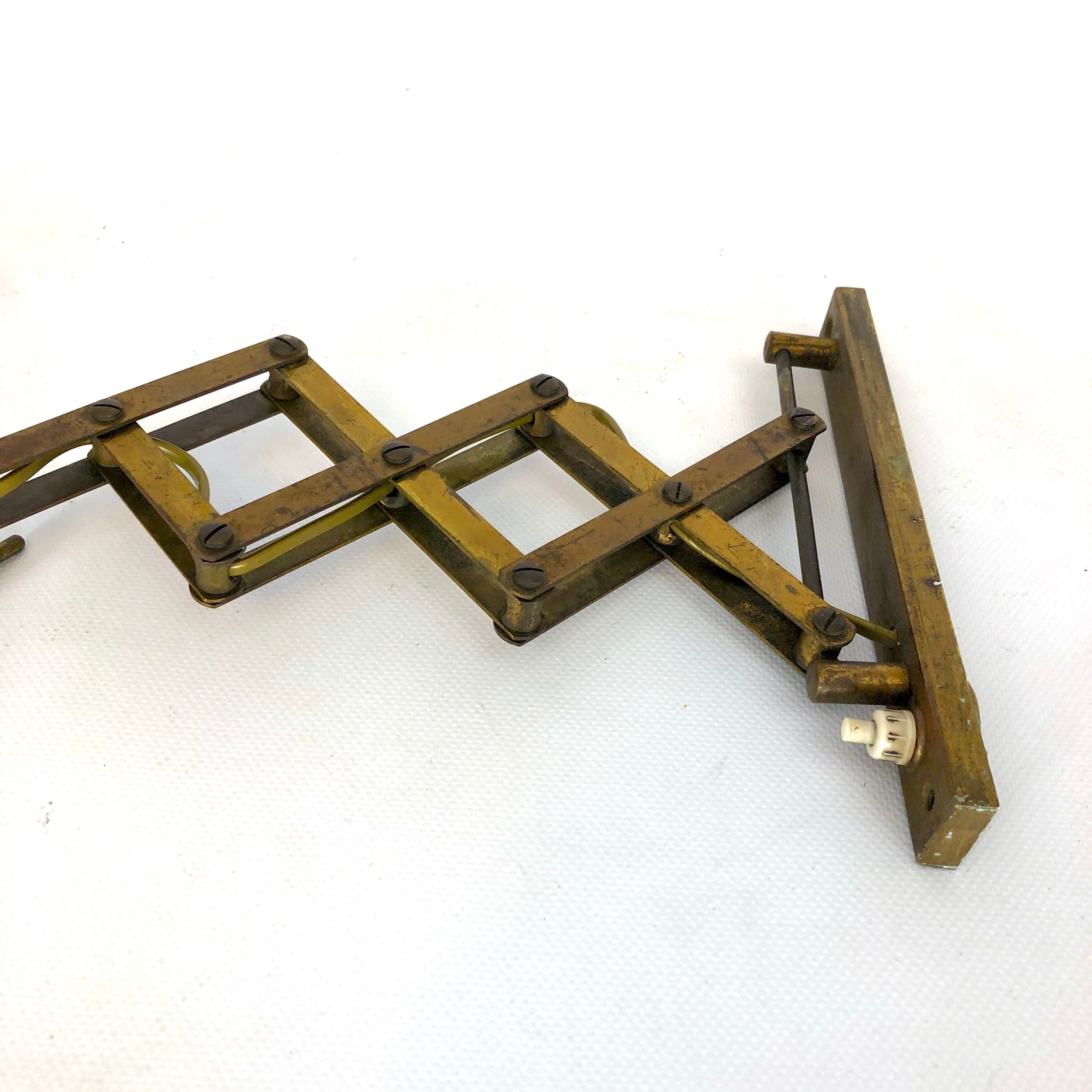 Mid century brass scissor wall lamp from 50s