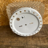 Square Ceiling Light Fixture, Vintage Moulded Glass + White Metal Support #