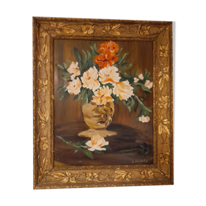 Peinture a l'huile bouquet - pivoines