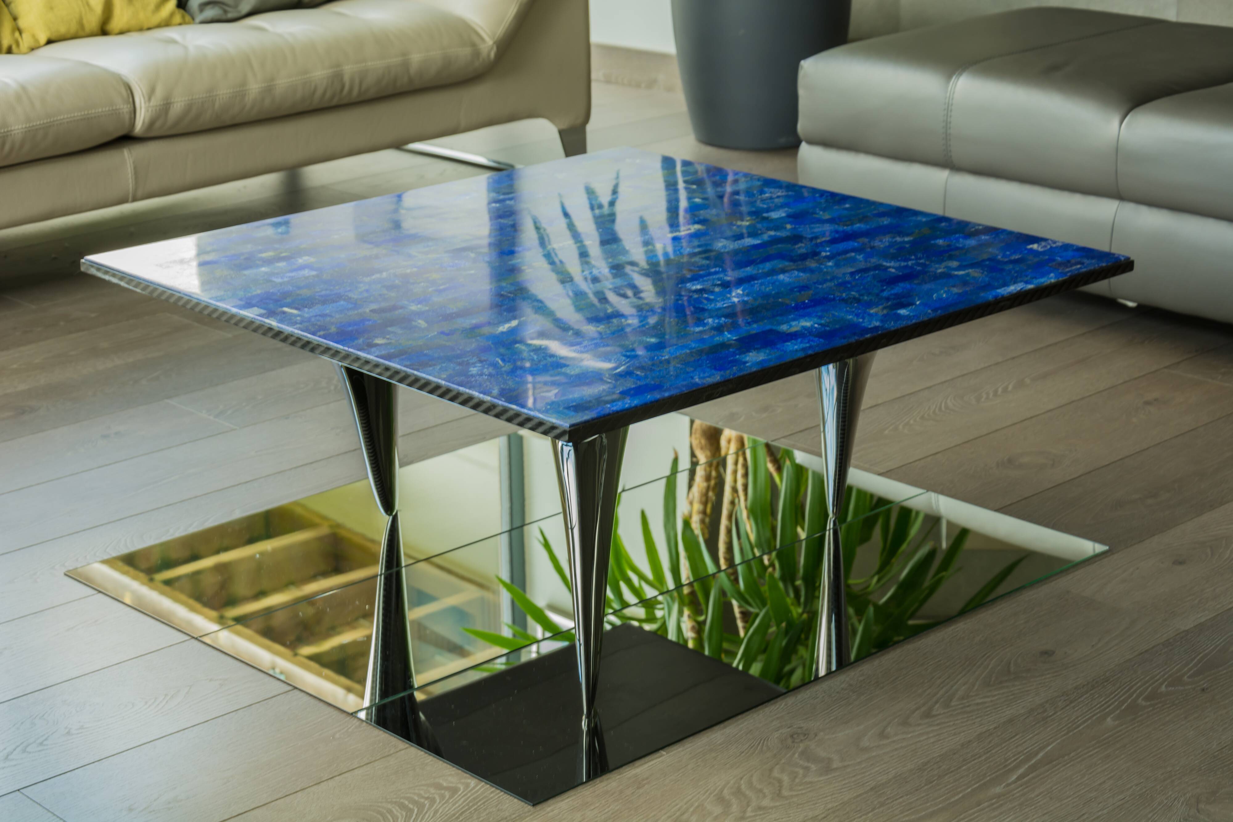 Semi precious and carbon stone coffee table