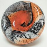Vide poche Carlo Moretti verre opalin orange et noir design