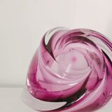 Cendrier en cristal mauve Val Saint Lambert modèle trident