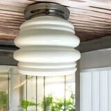 Art Deco style white glass flush mount lamp