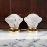 Pair of white globe wall lights