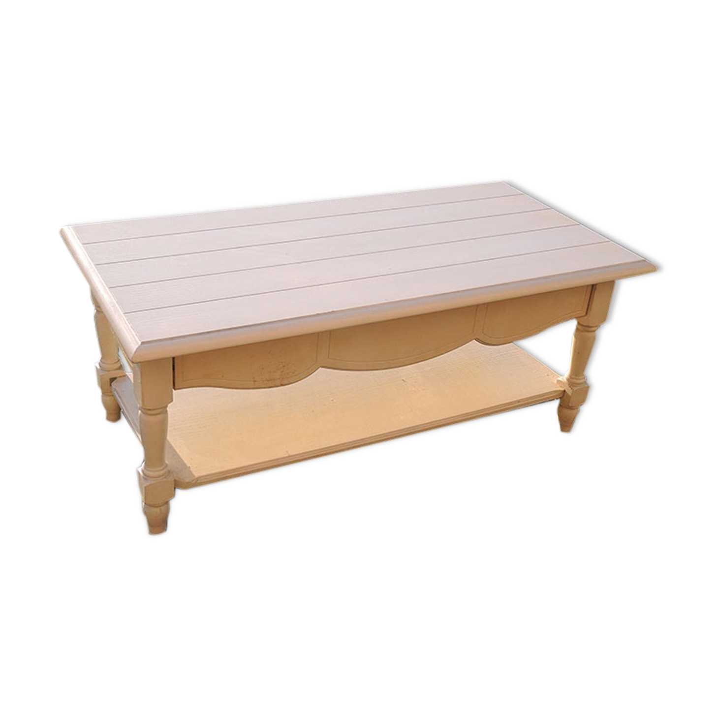 Old white painted wooden coffee table