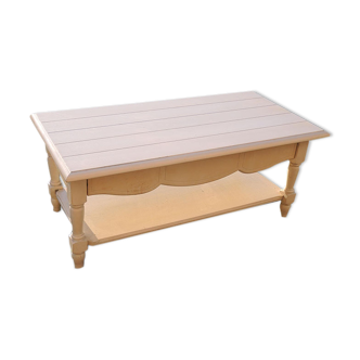 Ancienne Table Basse en Bois Peint Blanc