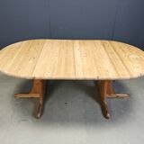 Table de salle à manger extensible XL en pin, style Rainer Daumiller, années 1970