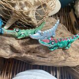 Set of 6 crocodile knife rests in glazed stoneware