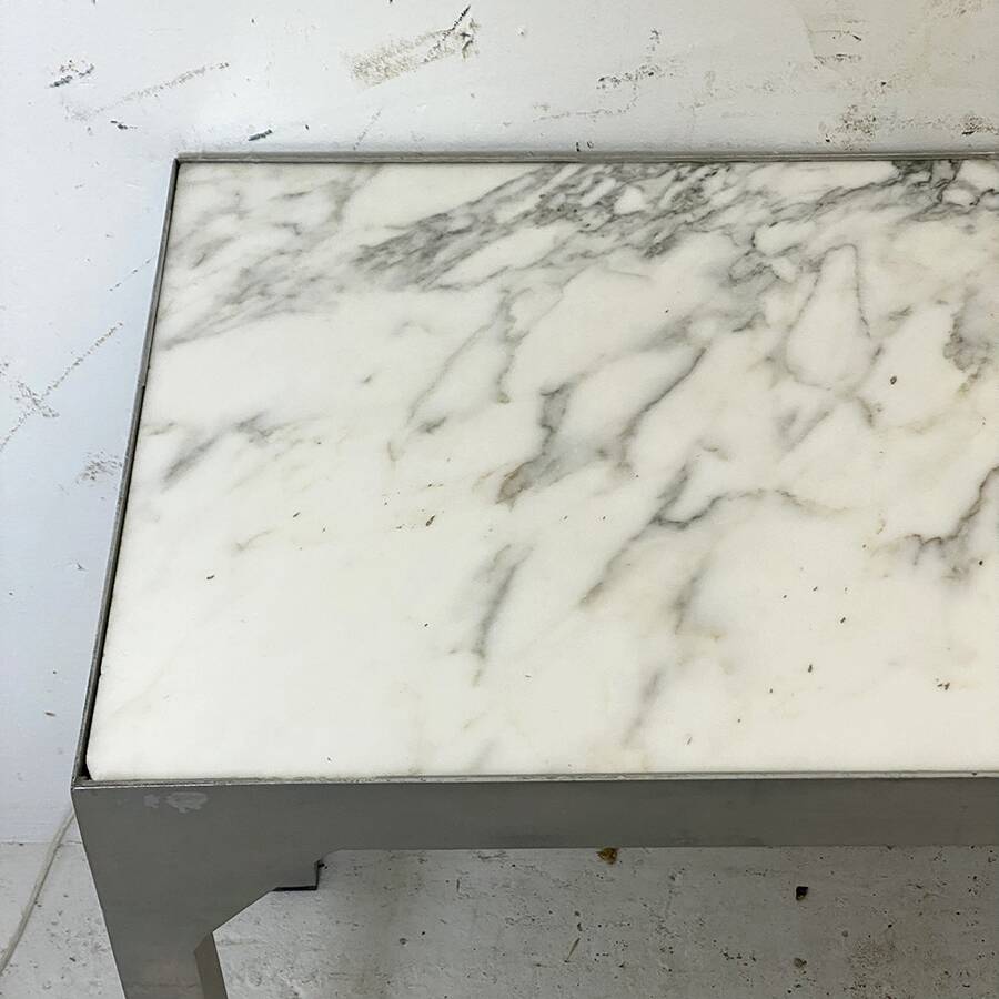 Metal and Carrara marble console