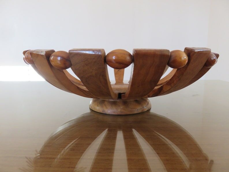 Teak fruit basket Scandinavian style 60s 70s