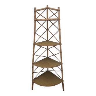 Rattan corner shelf