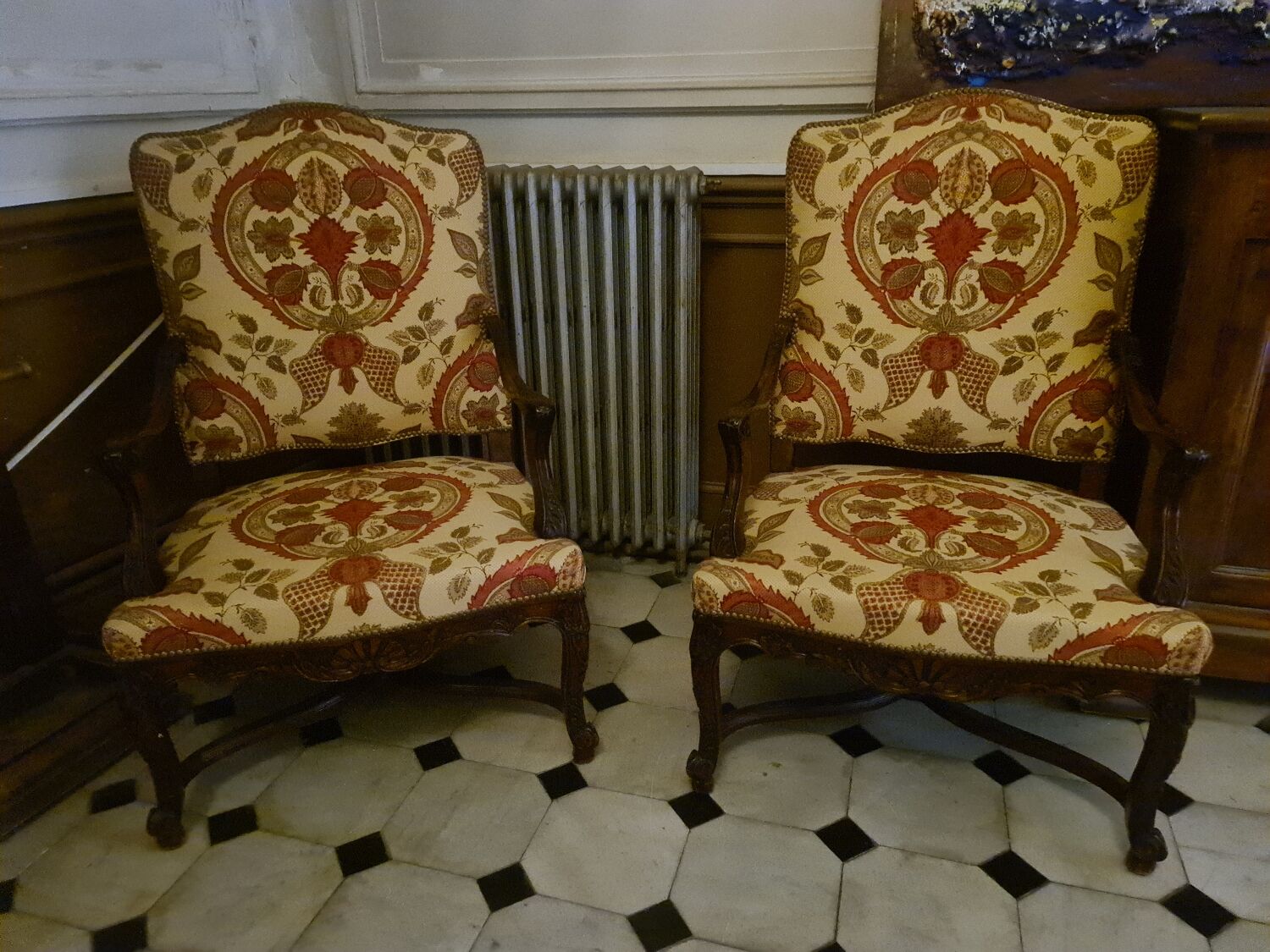Pair of armchairs regence style nineteenth