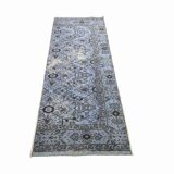 Turkish All-Over Floral Light Blue Vintage Runner Rug, 61x207Cm