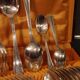 Cutlery, small spoons forks ladle silver metal CHRISTOFLE