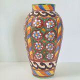 Vintage italian vase 1950 ceramic with floral decor signed b 1449 italy 50s 1950s