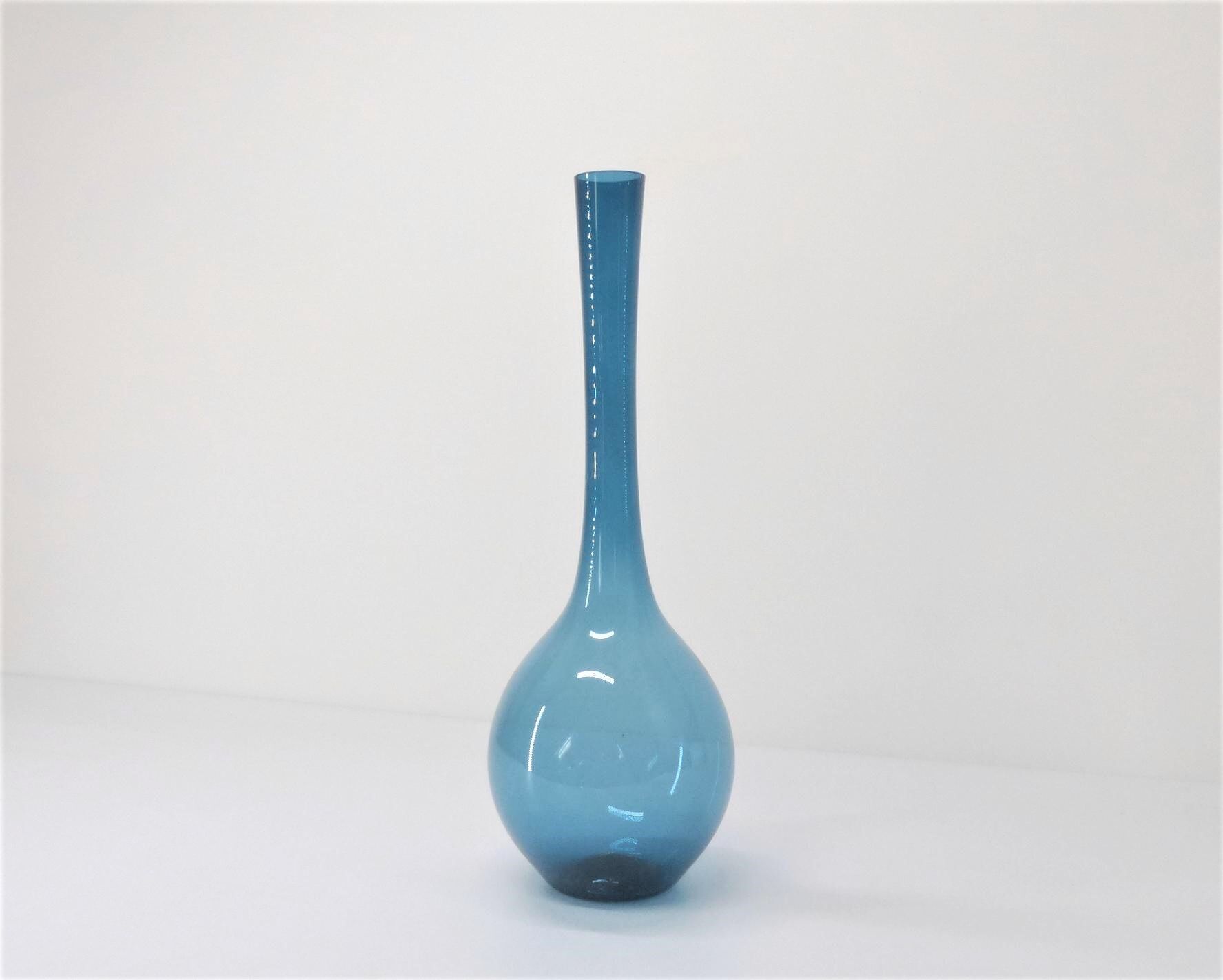 Blue Scandinavian tulip vase 1960