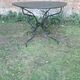 Antique wrought iron garden furniture set 1 table 2 armchairs 2 wagon green chairs