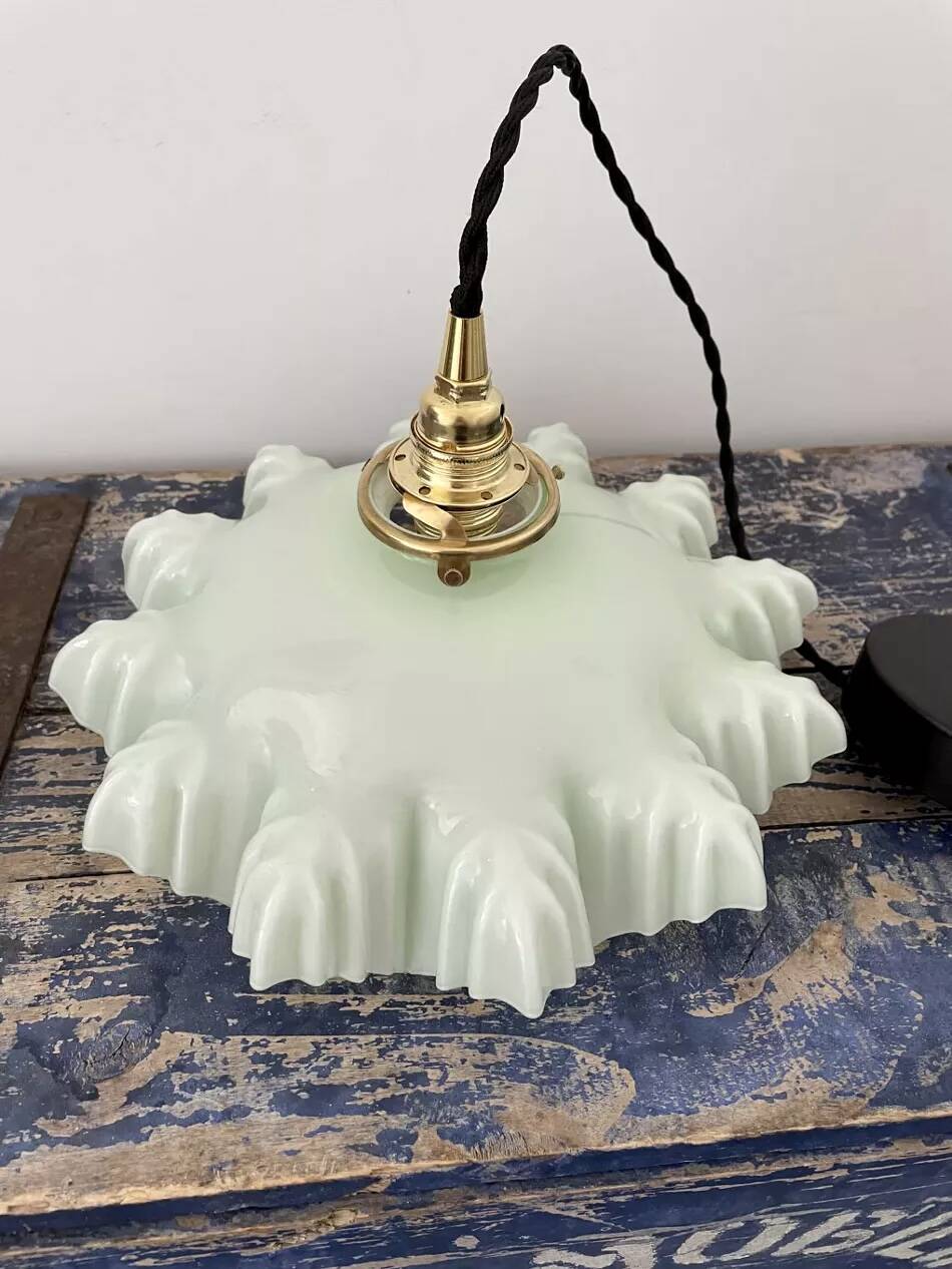 Vintage green opaline pendant light