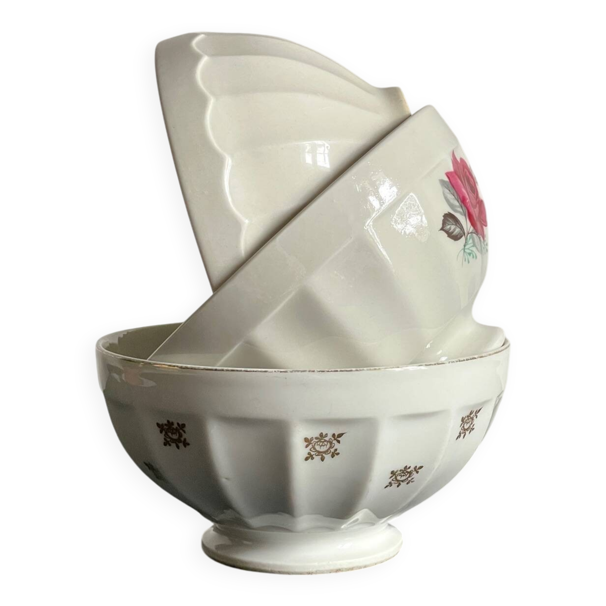 BOWLS Ceramic Pink and Gold VINTAGE