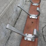 School wall coat rack 6 double hooks wood and aluminum