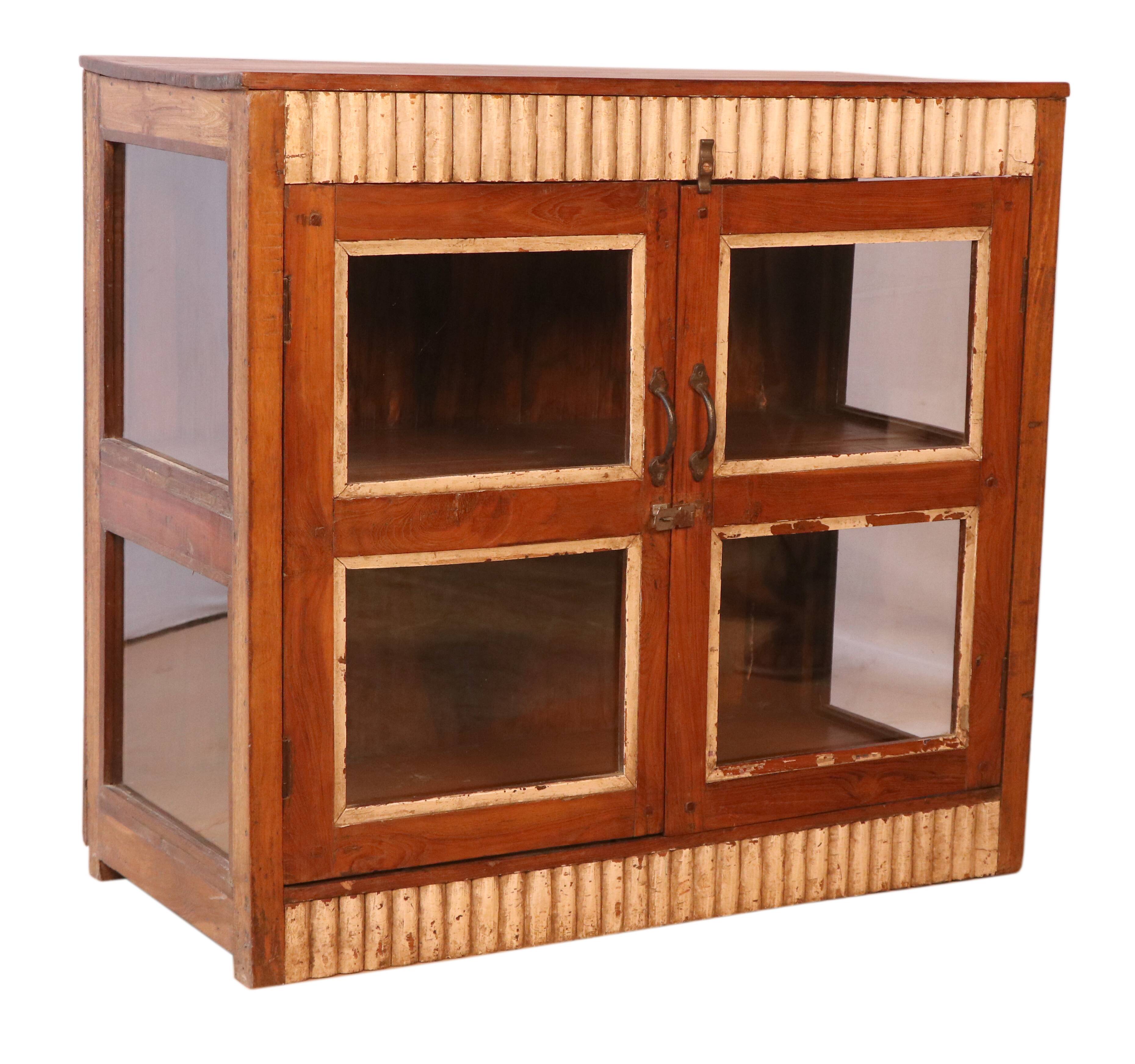 former Art Deco glazed sideboard in Burmese teak