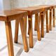 Set of 4 pine wood stools by Charlotte Perriand for Les Arcs 1800