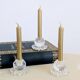 Lot of 3 vintage faceted crystal candle holders with flower base for slim candles.