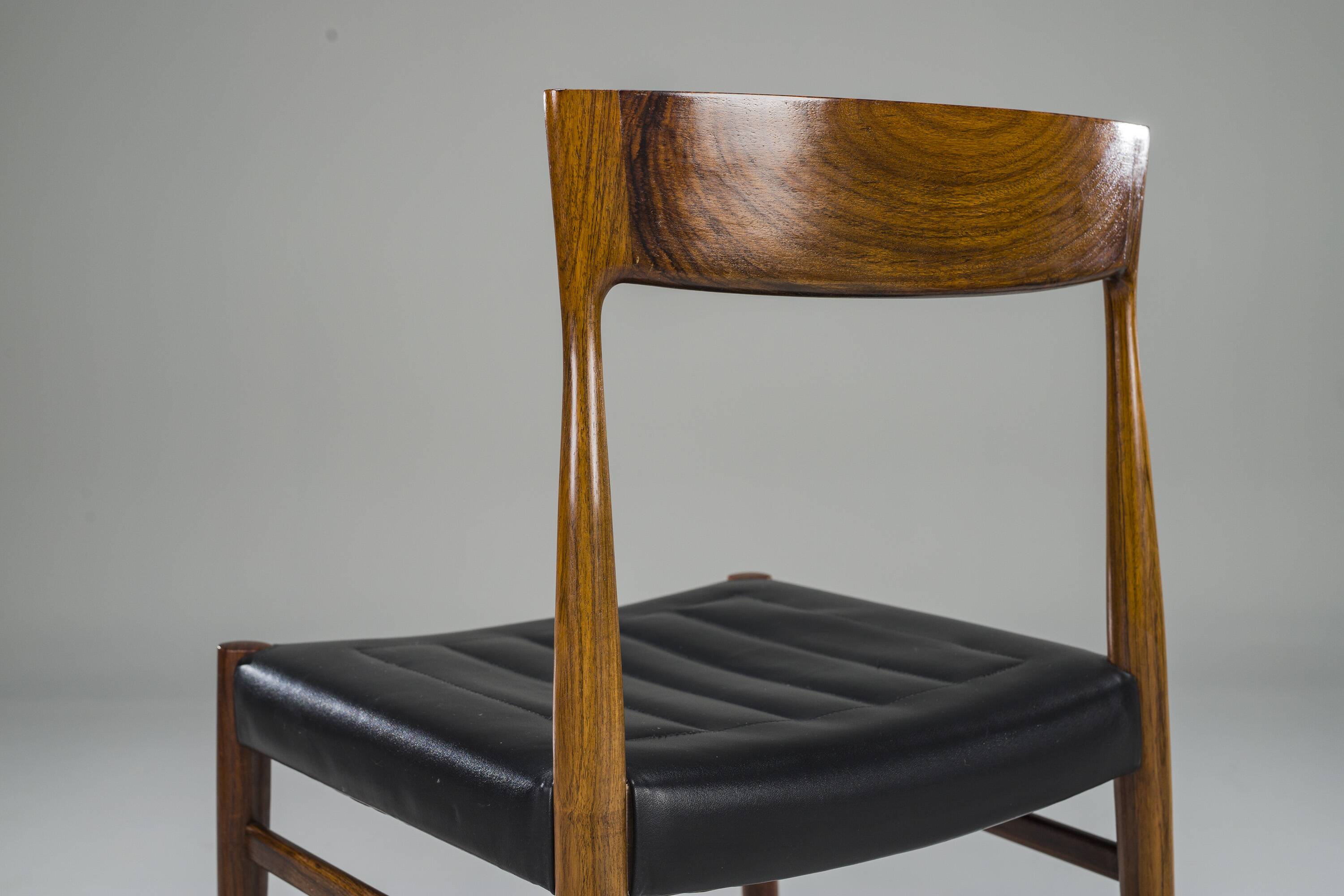 Mid-Century Palisander Dining Chair with Lether, 1950s, Set of 4