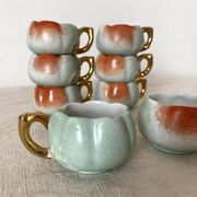 Tasses à liqueur calvados en barbotine, années 40
