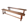 Set of 2 old oak farm benches L 200