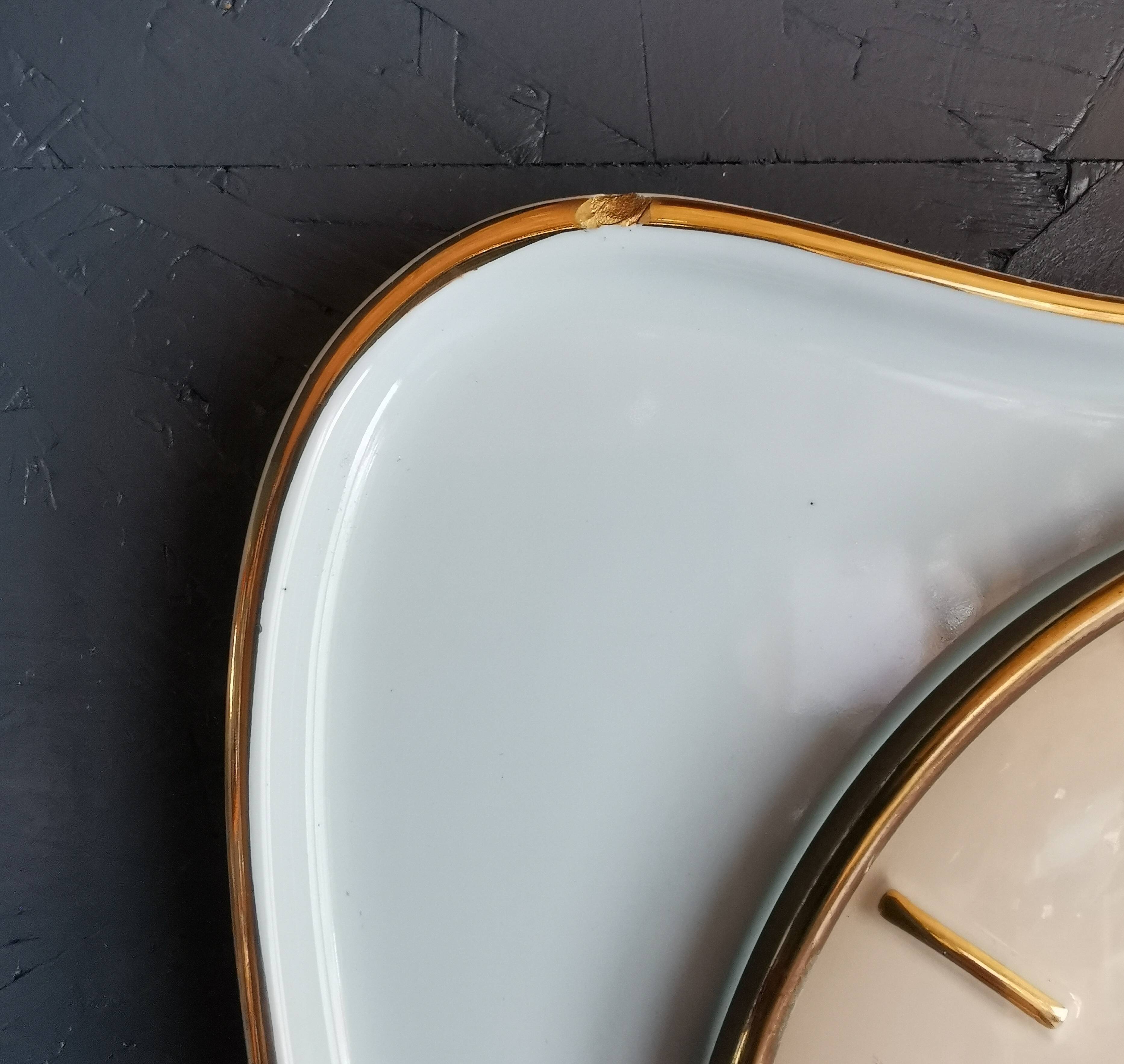 Vintage ceramic clock silent wall pendulum "Exact golden blue"