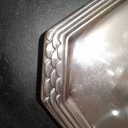 Art Deco silver metal tray with Orbrille house hallmarks