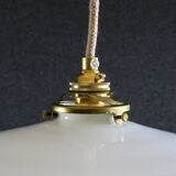 pendant light in antique glass - opaline - white - new socket and cable