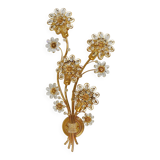 Large wall lamp in gilded brass, Palwa flowers by Ernst Palme, 1970s.