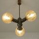 Lampe suspendue vintage en bois Spoutnik / Lampe suspendue rustique du milieu du siècle des années 1970