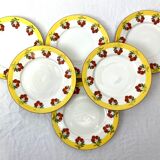 6 dessert plates vintage cherry Limoges porcelain
