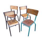 Set of 4 industrial chairs vintage school communities MULLCA