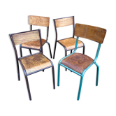 Set of 4 industrial chairs vintage school communities MULLCA