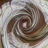 Mid-century modern crystal fruit bowl by Rene Delvenne for Val Saint Lambert, Belgium, 1960s.