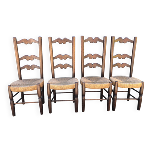 Chaises vintage paillées - massif