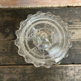 Antique glass candy dish, sugar bowl, footed, vintage molded glass