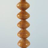 Vintage mid-century wooden candlestick, spool decoration from the 1970s.