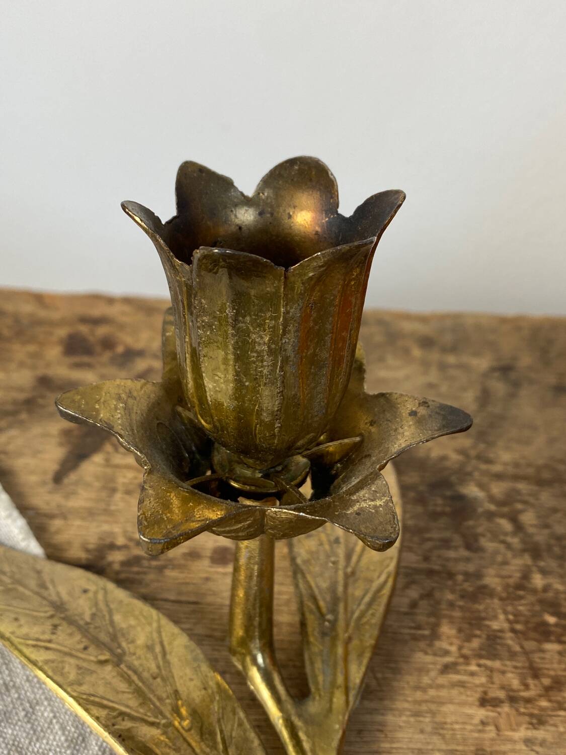 Vintage brass flower candle holder
