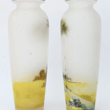 Pair of painted glass vases