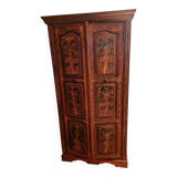 2-door wardrobe with painted patterns on wood