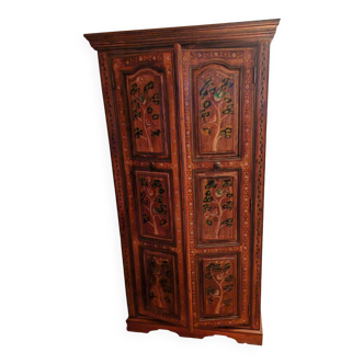 2-door wardrobe with painted patterns on wood
