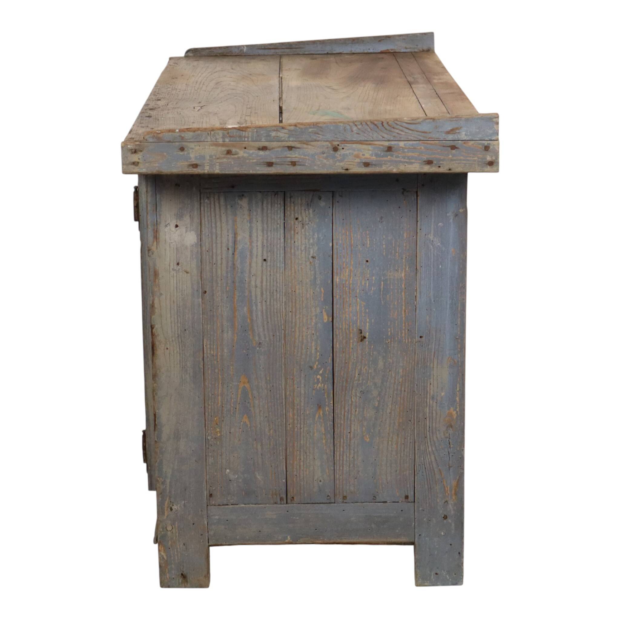 Characterful Old Blue Workbench Sideboard Unique 124cm